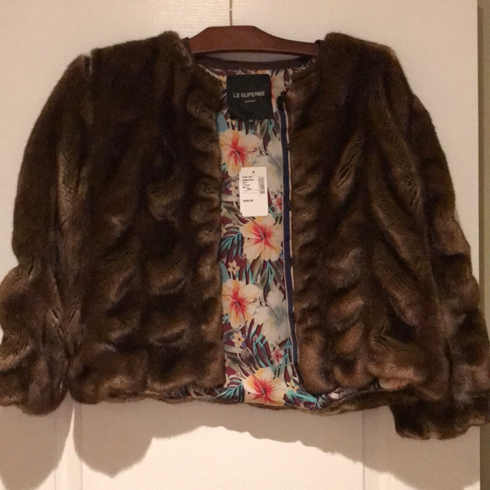 NWT brown le superbe fur jacket